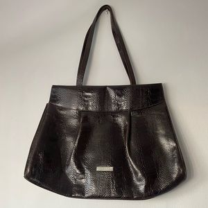 Desmo Dark Brown Embossed Leather Bag